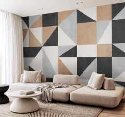 Geometric Abstract Figures Wall Mural Boho Sticker Neutral Color Decor Living Room Abstract Backdrop Customizable Decals Removable