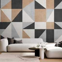Geometric Abstract Figures Wall Mural Boho Sticker Neutral Color Decor Living Room Abstract Backdrop Customizable Decals Removable - thumbnail 3