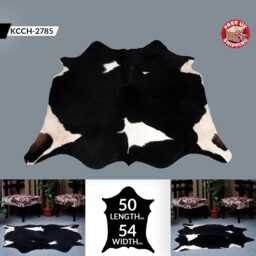 Large Black & White Cowhide Rug Modern Home Decor - 50x54 Inches - thumbnail 2