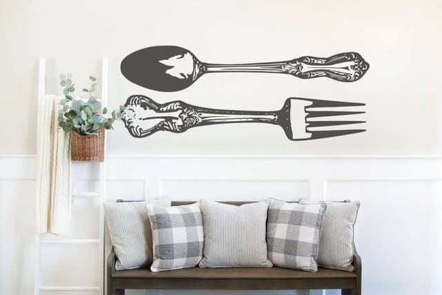 Retro Big Fork & Spoon Large Wall Decals 64 - image 1
