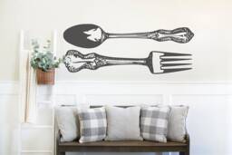 Retro Big Fork & Spoon Large Wall Decals 64