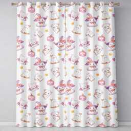 Cute Halloween Bunny Witch Teddy Pumpkin Seamless Pattern White Background Readymade Eyelet Ring Top Thermal 100% Blackout Curtains - thumbnail 2