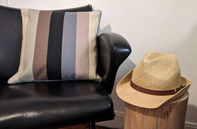 Piped Cushion Cover in Striped Fabric 40x40 cm - image 1