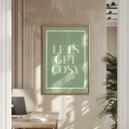 Let's Get Cosy Wall Art, Daily Affirmations Poster, Minimalist Decor, Cute Bedroom Print, Sage Green Simply Home Art - thumbnail 2