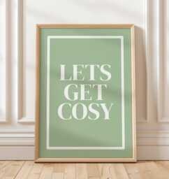 Let's Get Cosy Wall Art, Daily Affirmations Poster, Minimalist Decor, Cute Bedroom Print, Sage Green Simply Home Art - thumbnail 1