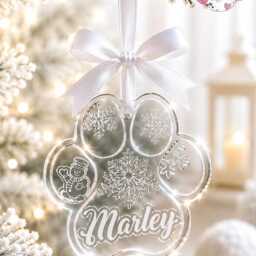 Personalised Dog Memorial Christmas Bauble, Custom Pet Paw Print Ornament, Acrylic Tree Decoration, Loss Gift - thumbnail 4