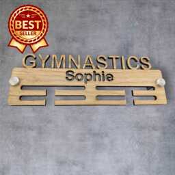 Gymnastics Medal Hanger - Wood Colours, Custom Name & Colour