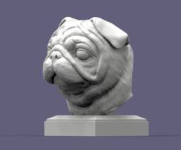 3D Printed Pug Bust Pet Memorial Dog Figurine - thumbnail 1