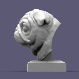 3D Printed Pug Bust Pet Memorial Dog Figurine - thumbnail 2