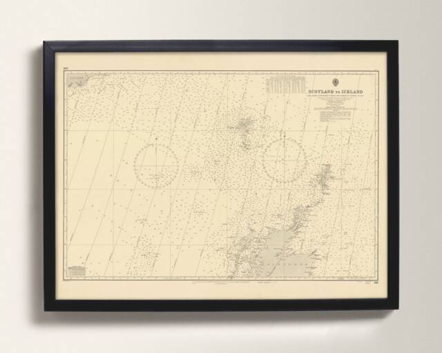 Vintage Scotland To Iceland Nautical Chart Gicl??e Art Print - image 1