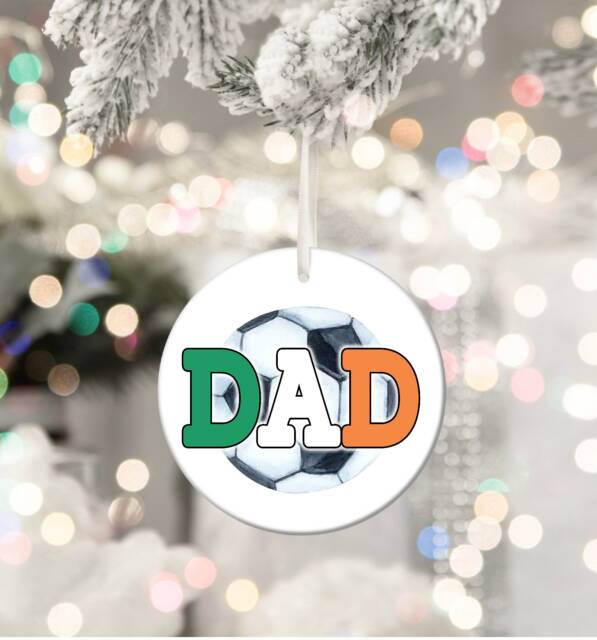 Dad Football Ireland Footie Daft Crazy Personalised Christmas Bauble Funny Gift Present Keepsake Novelty Tree Xmas For Him