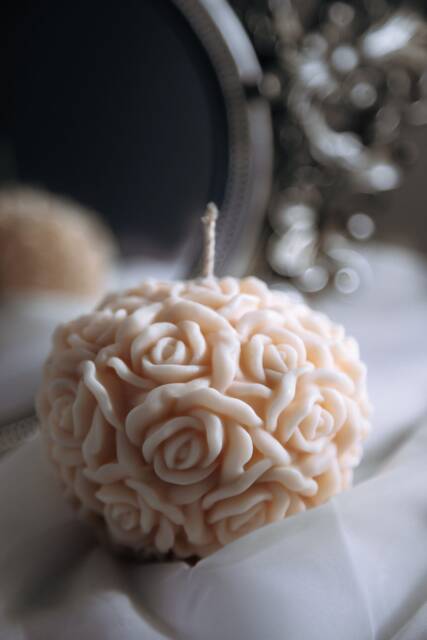Large Rose Ball Candle - Valentine's Gift Mother's Day Soy Wax Handmade - image 1