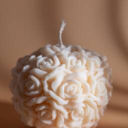 Large Rose Ball Candle - Valentine's Gift Mother's Day Soy Wax Handmade - thumbnail 2