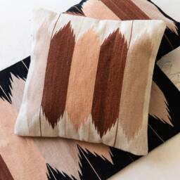 Natural Boho Pillow, Mexican Cushion, Decorative Throw Handwoven Wool Cushion, Boho Throw Pillow - thumbnail 3