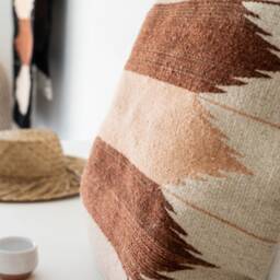 Natural Boho Pillow, Mexican Cushion, Decorative Throw Handwoven Wool Cushion, Boho Throw Pillow - thumbnail 2