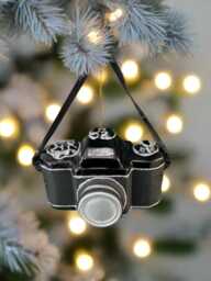 Glass Christmas Camera/ Photographers Camera Bauble Tree Hanging Decoration/Christmas/Seasonal/ Glass Item - thumbnail 1
