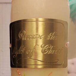 Custom Rose Baptism Candle, Baby Christening Ceremony Beeswax Candle - thumbnail 2