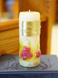 Custom Rose Baptism Candle, Baby Christening Ceremony Beeswax Candle - thumbnail 1