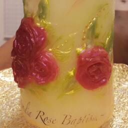 Custom Rose Baptism Candle, Baby Christening Ceremony Beeswax Candle - thumbnail 3