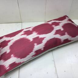 Silk Ikat Lumbar Pillow Cover 10x24, Handwoven Decorative Cushion - thumbnail 4