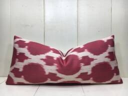 Silk Ikat Lumbar Pillow Cover 10x24, Handwoven Decorative Cushion