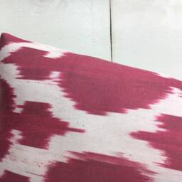 Silk Ikat Lumbar Pillow Cover 10x24, Handwoven Decorative Cushion - thumbnail 2