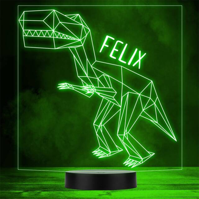 Low Poly Tyrannosaurus Rex Dinosaur Personalised Gift Any Colour Led Night Light - image 1