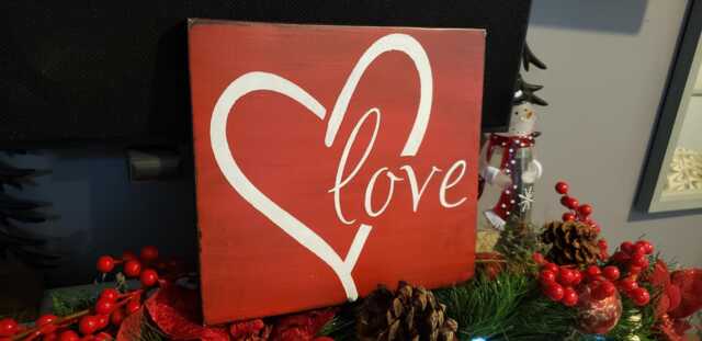 Love Sign Distressed Rustic Wood Heart Valentine's 5 Year Anniversary Gift Romantic Decor Primitive Open Wall Hanging - image 1