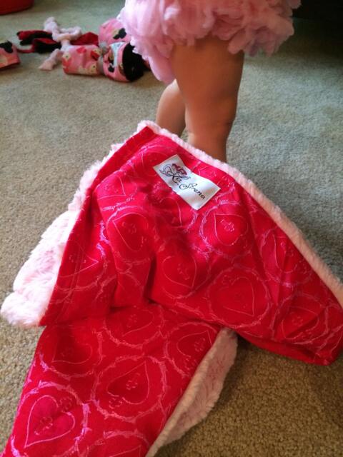 "Baby Girl Blanket Red & Pink Sacred Heart Brocade ""Eva Jane" - image 1