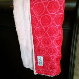 "Baby Girl Blanket Red & Pink Sacred Heart Brocade ""Eva Jane" - thumbnail 3