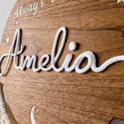 Personalised Wooden Name Sign - Boho Nursery Wall Decor, Macrame Fringe, UK Handmade - thumbnail 2