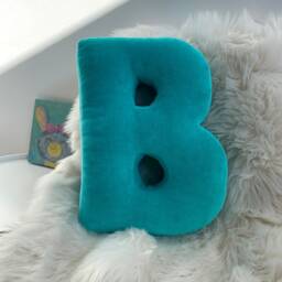 Velour Cotton Monogram Letter Pillow Custom Initial Cushion - thumbnail 1