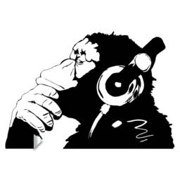 Banksy Thinking Monkey Wall Sticker - Vinyl Art Print Dj Waterproof Thinker Smart Decal Street Thought Headphones Music Think Stickers - thumbnail 2