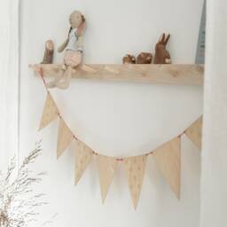 Pennant Chain For Children's Room Made Of Wood - Children's Garland Decoration Wooden - thumbnail 3