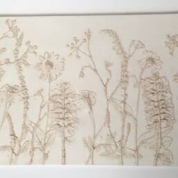 Tile Wild Flowers Mix Cast. Botanical Decorative Unique Plaster Wall Art Frame Wood Concrete Impression Eco Friendly - thumbnail 2