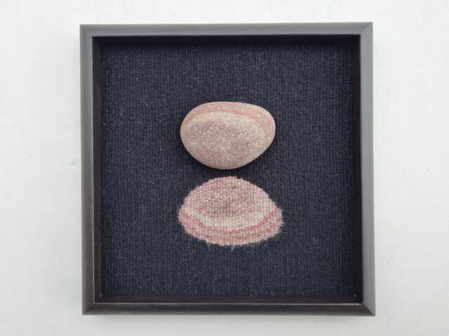 Framed Stone Wall Art Handwoven Black Tapestry, Sea Decor - image 1