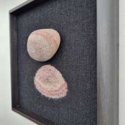 Framed Stone Wall Art Handwoven Black Tapestry, Sea Decor - thumbnail 2