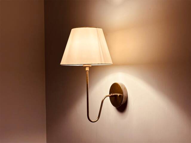 1950S Brass Wall Sconce With Shade - Mid Century Lamp Antique Light Vintage Lighting Mounted Fixture - image 1