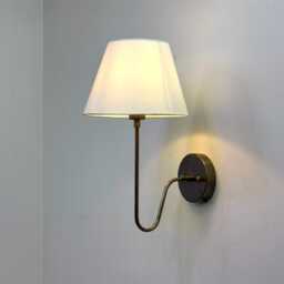 1950S Brass Wall Sconce With Shade - Mid Century Lamp Antique Light Vintage Lighting Mounted Fixture - thumbnail 3