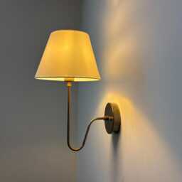 1950S Brass Wall Sconce With Shade - Mid Century Lamp Antique Light Vintage Lighting Mounted Fixture - thumbnail 2