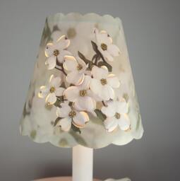 New 3x5x4.5 Cut White Dogwood Lampshade 100% Recycled Material Candelabra - thumbnail 1
