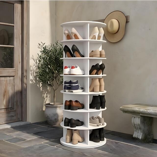7 Tier Rotating Shoe Rack Tower, Space Saving Organizer - image 1
