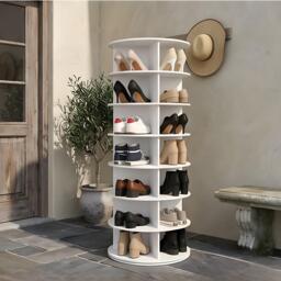 7 Tier Rotating Shoe Rack Tower, Space Saving Organizer - thumbnail 1