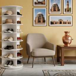 7 Tier Rotating Shoe Rack Tower, Space Saving Organizer - thumbnail 3