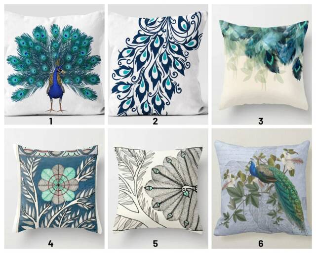 Peacock Cushion Cover/Animal Print Home Decor/Peacock Feather Decorative Pillow Case/Farmhouse Decor/Bedroom & Porch Textile - image 1