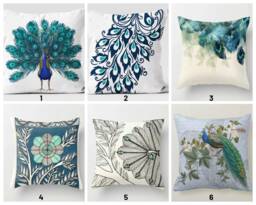 Peacock Cushion Cover/Animal Print Home Decor/Peacock Feather Decorative Pillow Case/Farmhouse Decor/Bedroom & Porch Textile - thumbnail 1