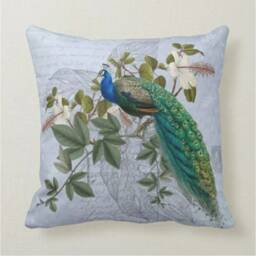 Peacock Cushion Cover/Animal Print Home Decor/Peacock Feather Decorative Pillow Case/Farmhouse Decor/Bedroom & Porch Textile - thumbnail 4