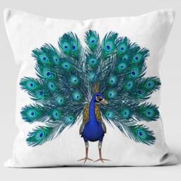 Peacock Cushion Cover/Animal Print Home Decor/Peacock Feather Decorative Pillow Case/Farmhouse Decor/Bedroom & Porch Textile - thumbnail 2