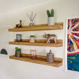 Rustic Wooden Shelves Set Of 3 Chunky 15cm Depth - thumbnail 2