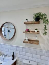 Rustic Wooden Shelves Set Of 3 Chunky 15cm Depth - thumbnail 1